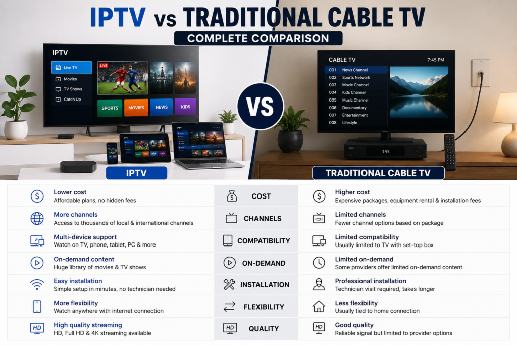 IPTV vs Traditional Cable TV: Complete Comparison for 2026